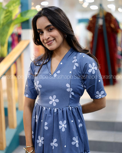 Vibitha F Soft Cotton Dress With lining and FEEDING (With Zip)