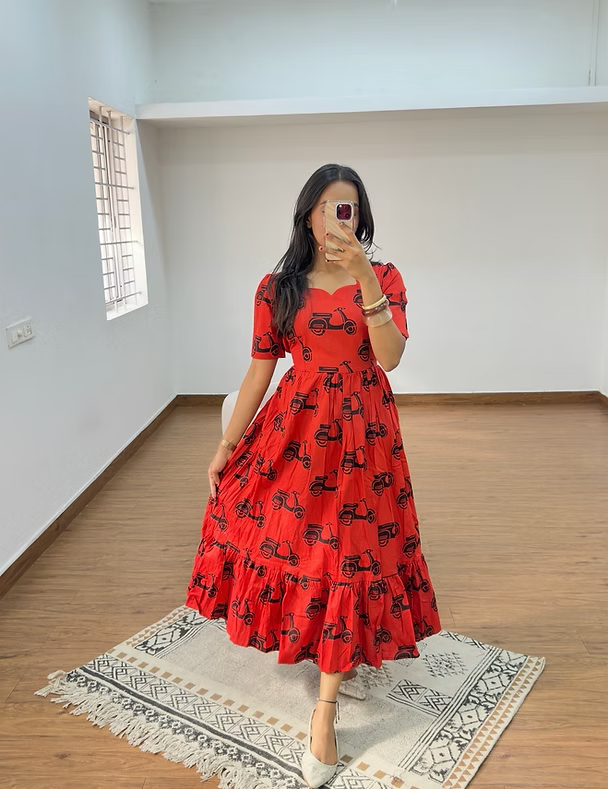 Minar  F Cotton Flex Dress FEEDING (With Zip)