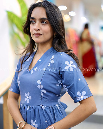 Vibitha F Soft Cotton Dress With lining and FEEDING (With Zip)