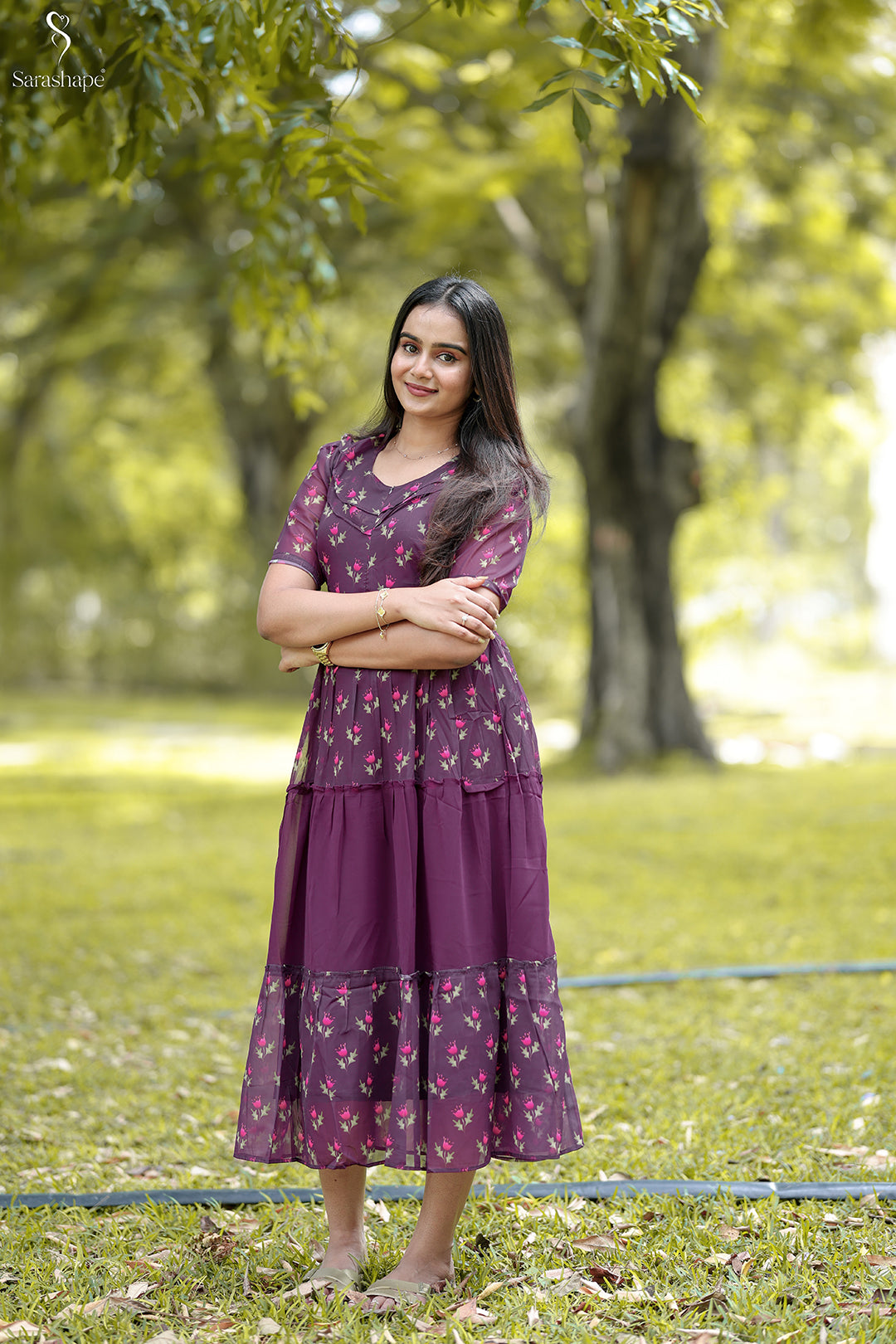 Vinceya georgette dress With Feeding Zip