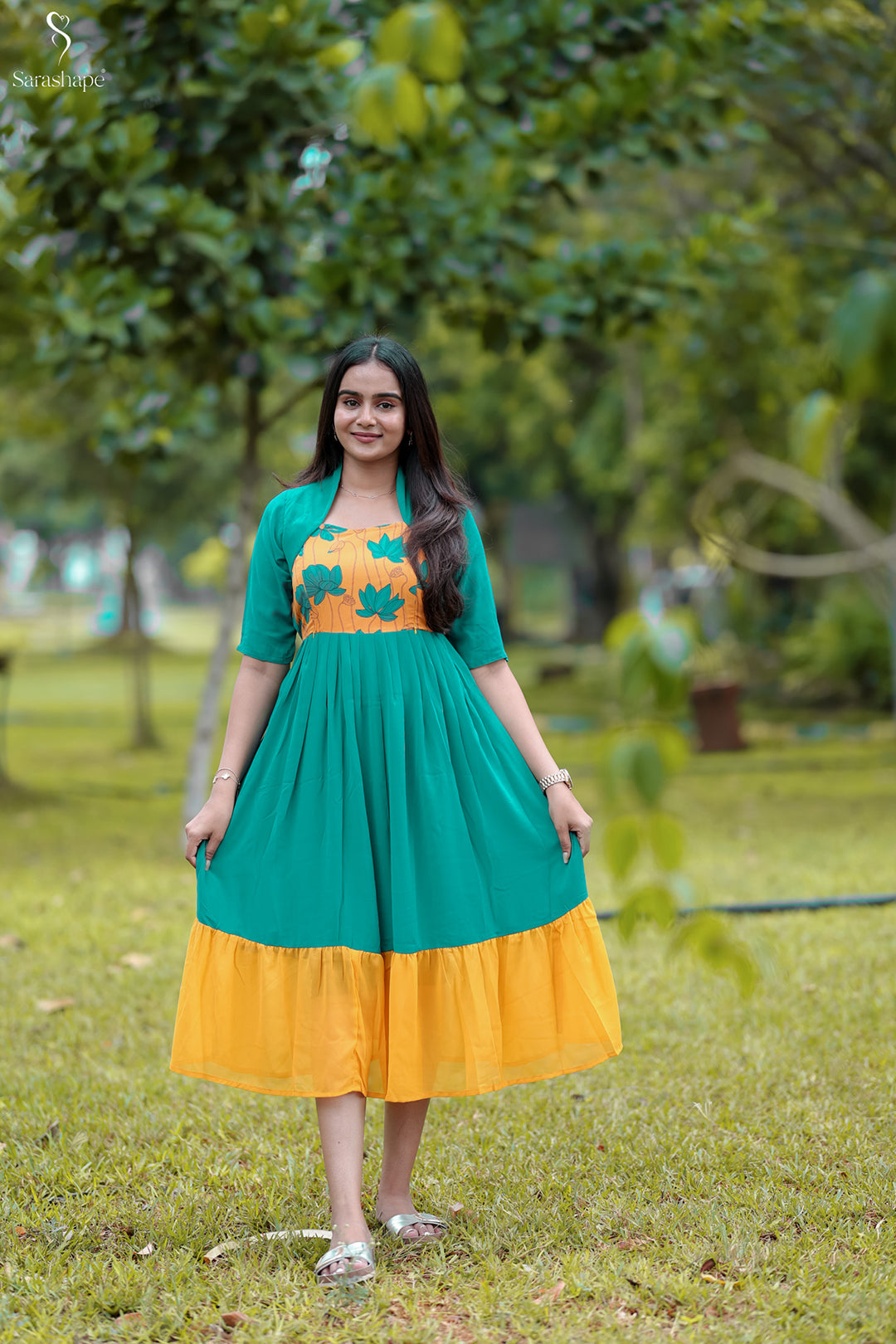 Malligai georgette dress With Feeding Zip