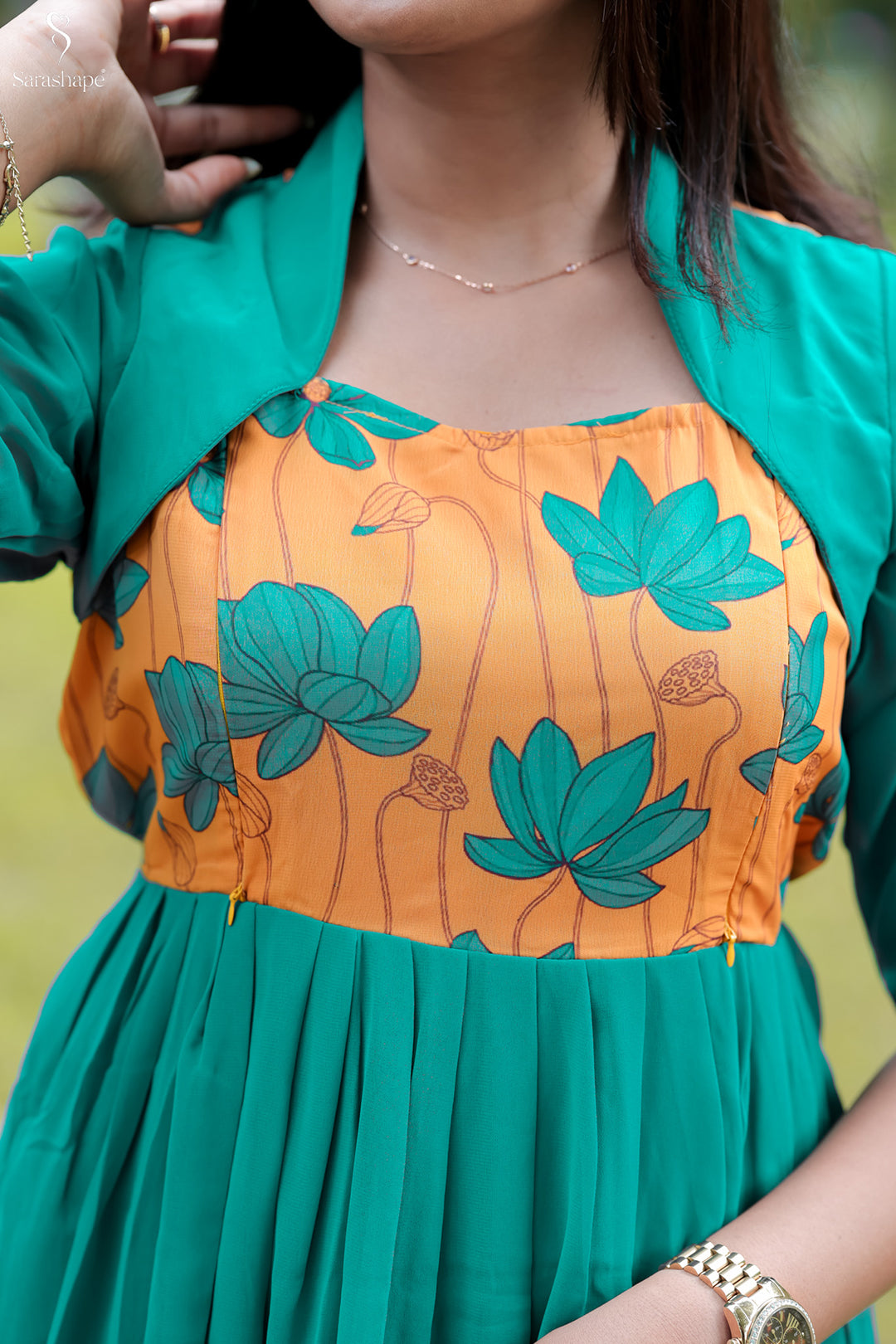 Malligai georgette dress With Feeding Zip