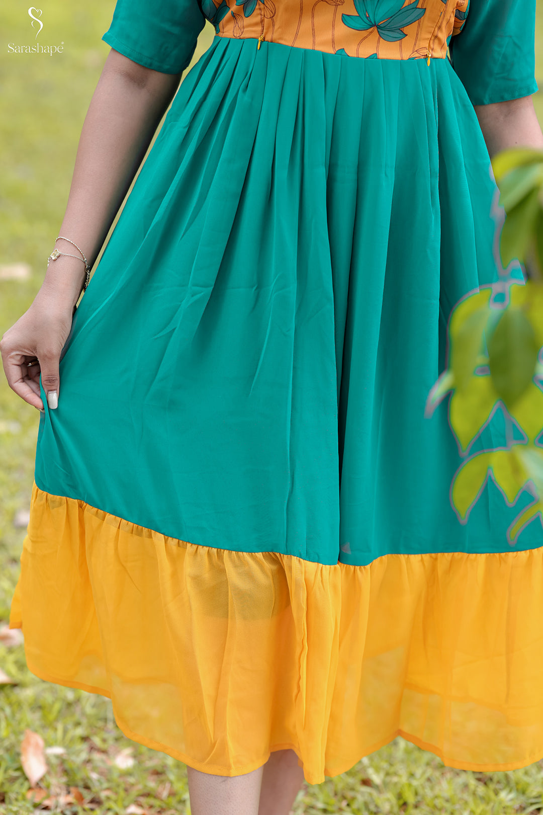 Malligai georgette dress With Feeding Zip