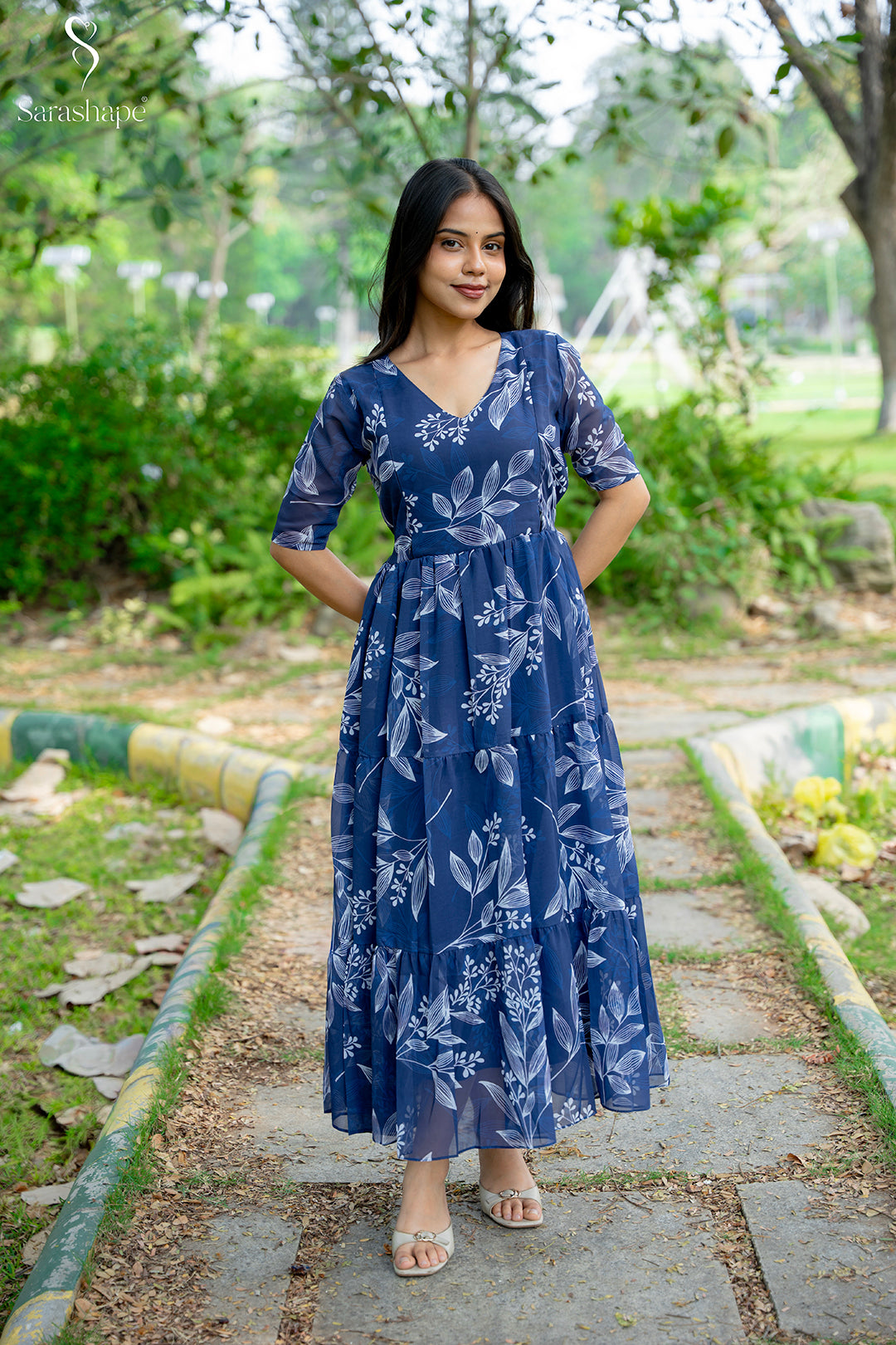 Magilvika F georgette dress With Feeding Zip