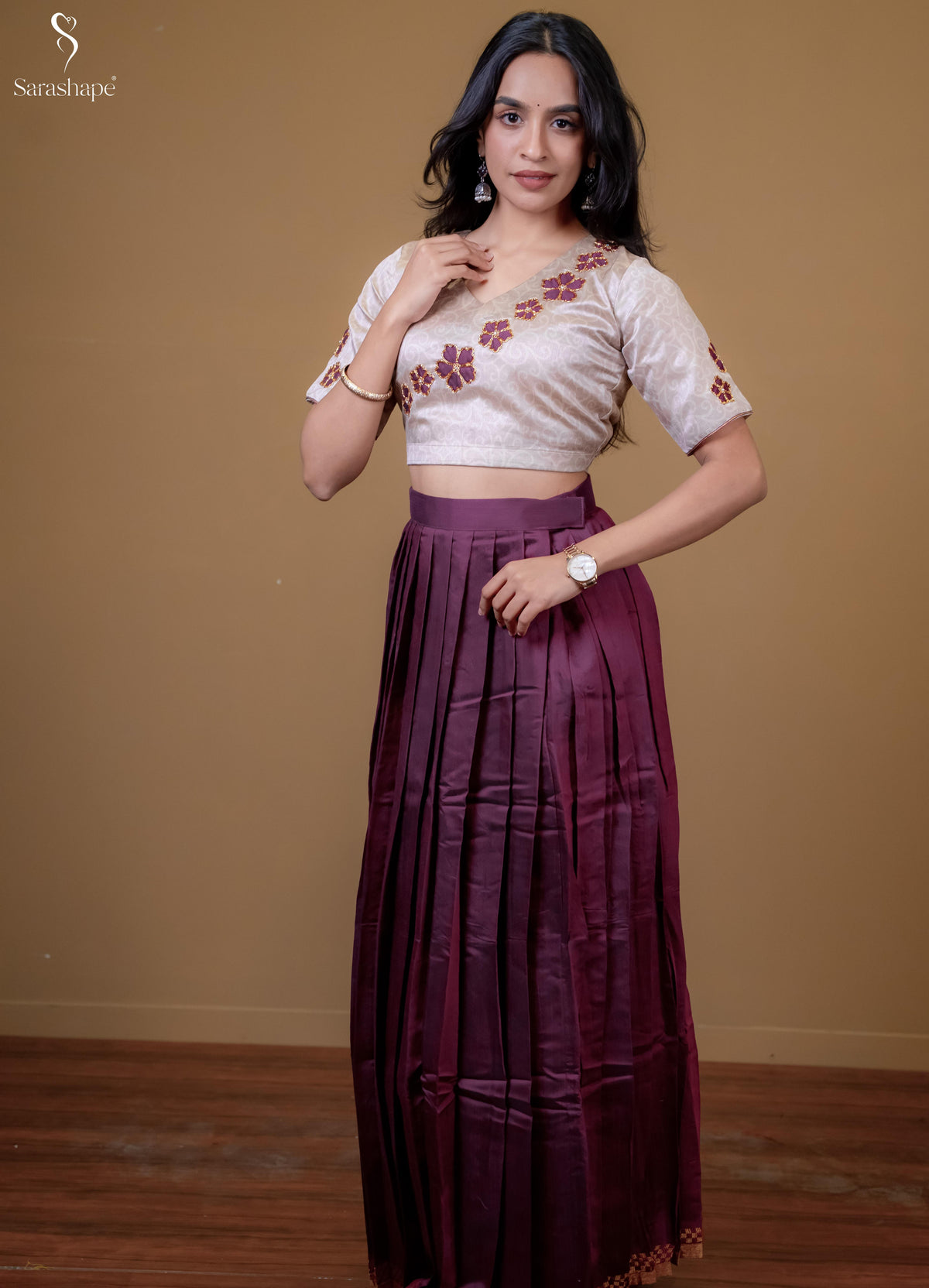 Ilavarasi Aari work TOP & SKIRT ( Non feeding )-Exclusive Festive Edition