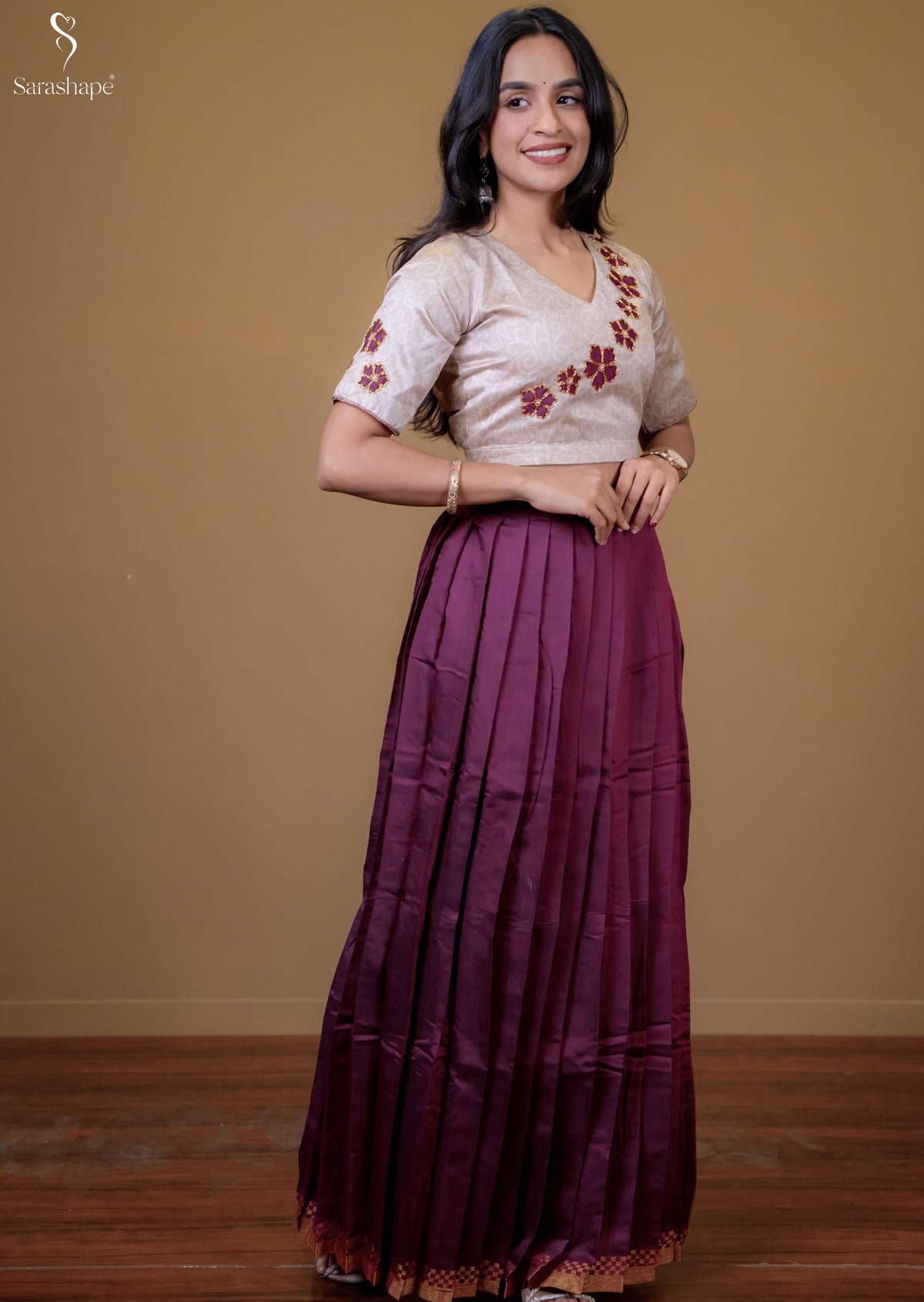 Ilavarasi Aari work TOP & SKIRT ( Non feeding )-Exclusive Festive Edition
