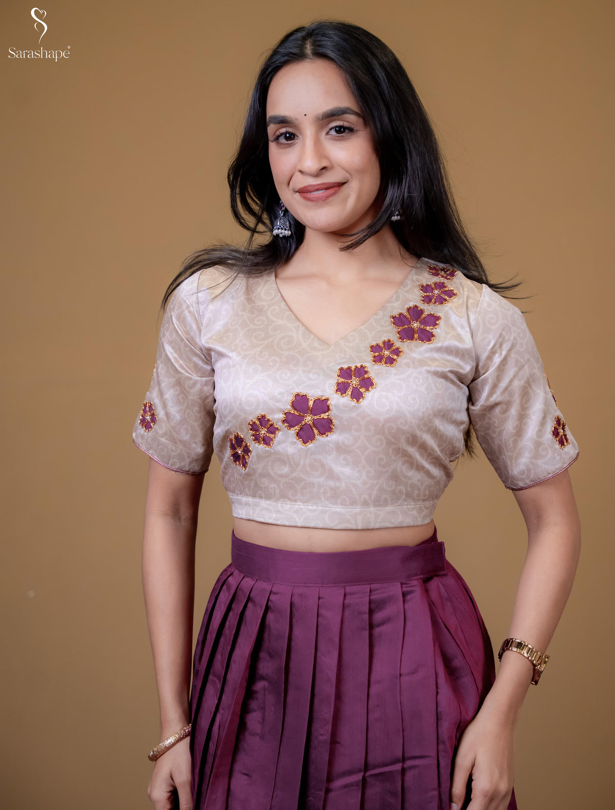 Ilavarasi Aari work TOP & SKIRT ( Non feeding )-Exclusive Festive Edition