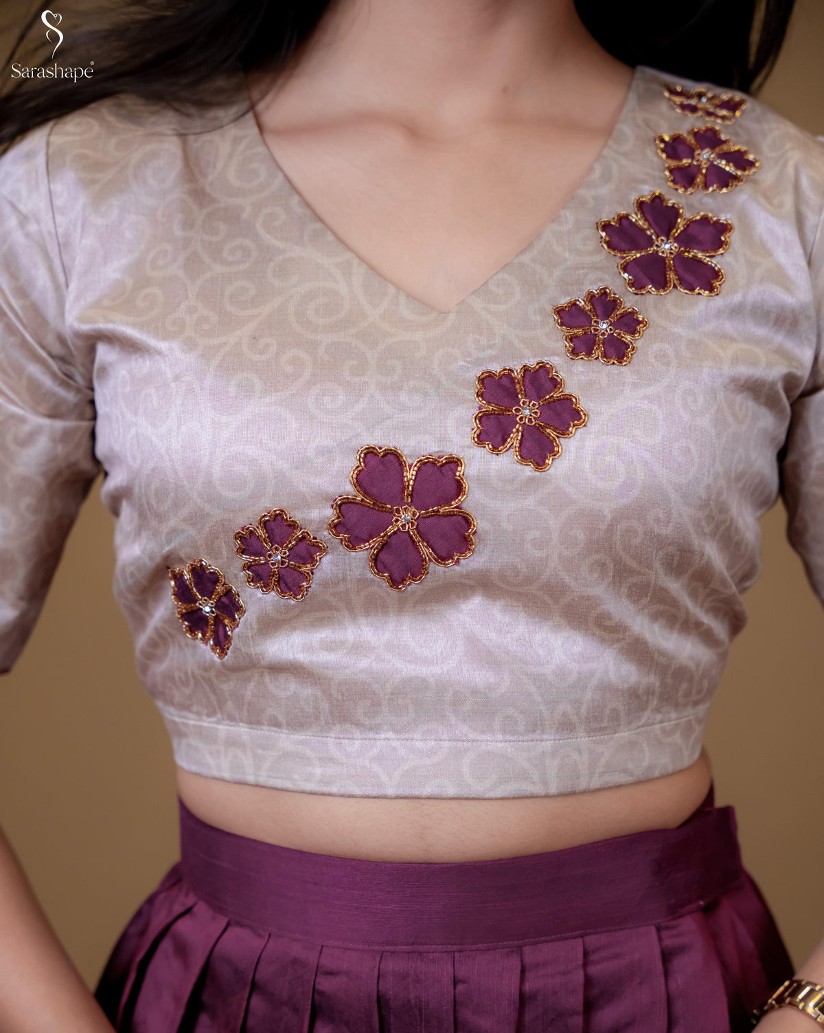 Ilavarasi Aari work TOP & SKIRT ( Non feeding )-Exclusive Festive Edition