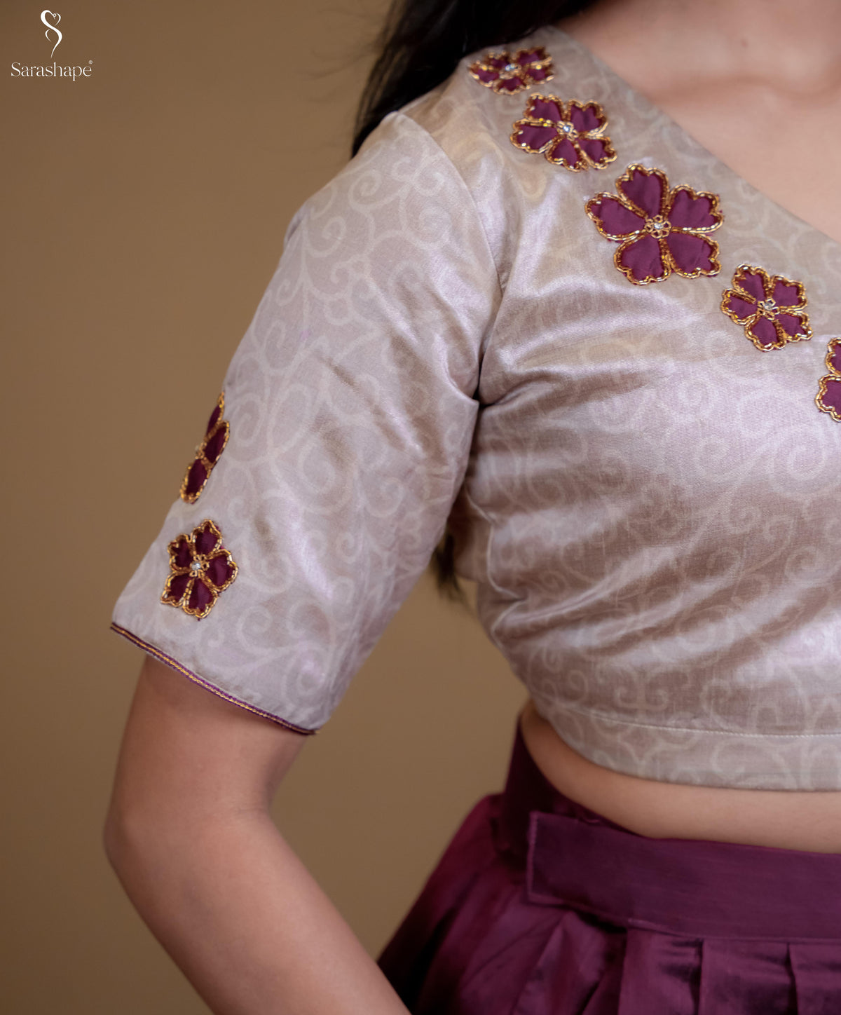 Ilavarasi Aari work TOP & SKIRT ( Non feeding )-Exclusive Festive Edition