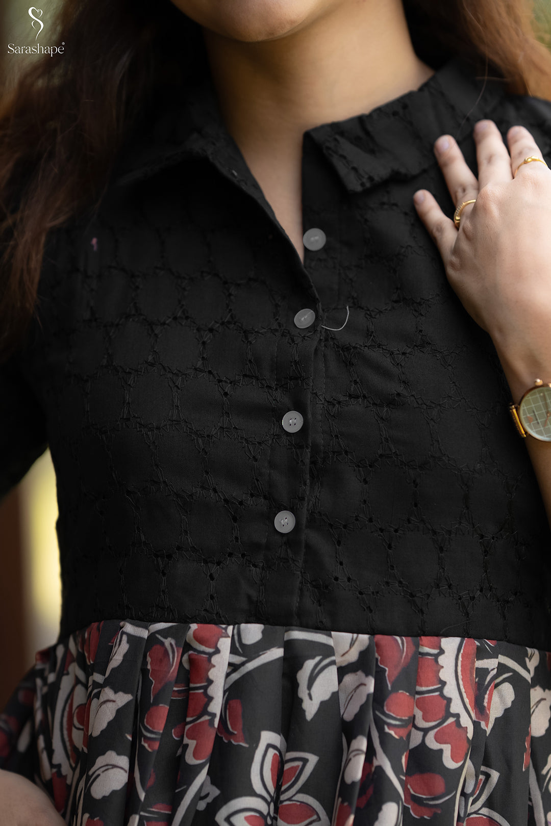 Aarvika  Feeding Hakoba dress With Centre Buttons