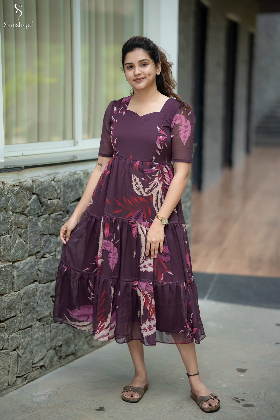 Navira  georgette dress With Feeding Zip