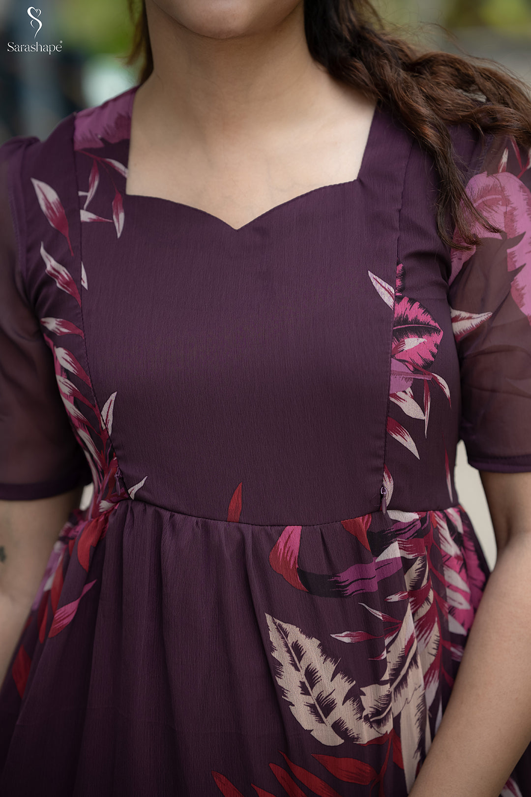 Navira  georgette dress With Feeding Zip