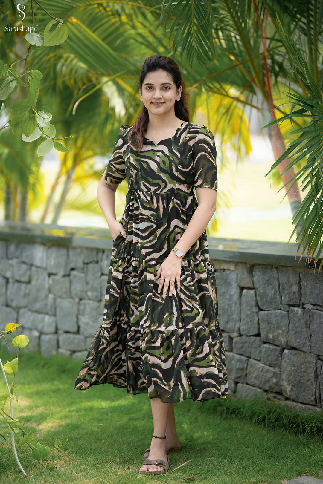 Riha  georgette dress With Feeding Zip