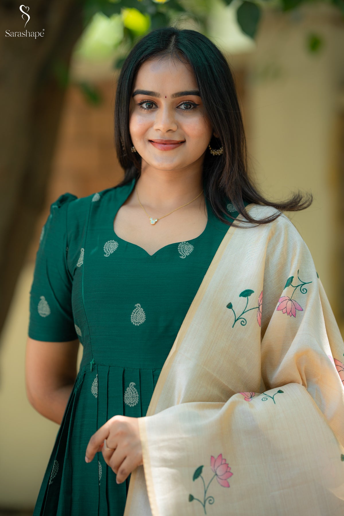 Karkuzhali Raw Silk Festive Feeding Maxi with Dupatta