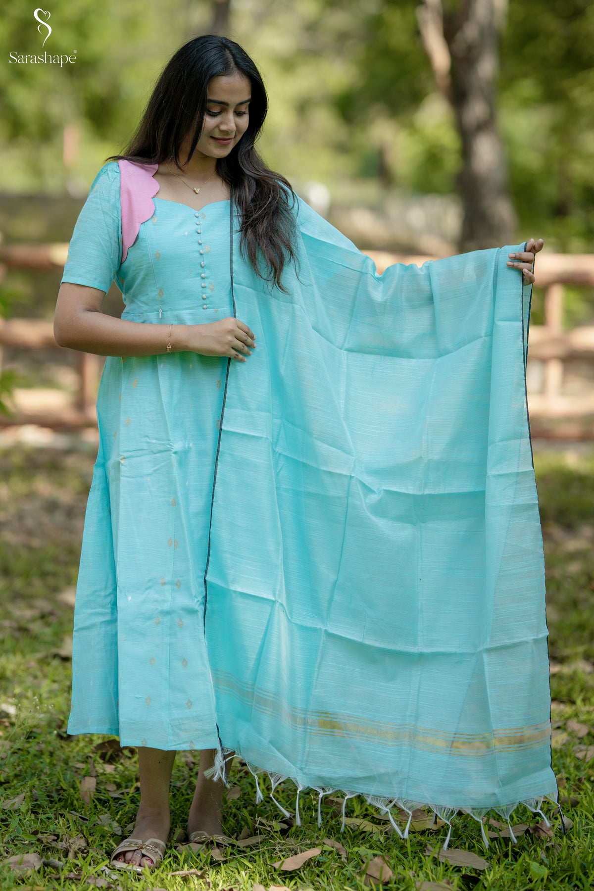 Nethra Raw Silk Festive Feeding Maxi only (Without dupatta)