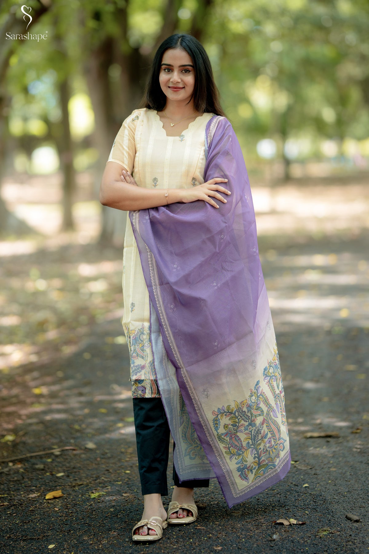 Pavalamalli Linen Feeding Salwar Set ( Top & Dupatta )