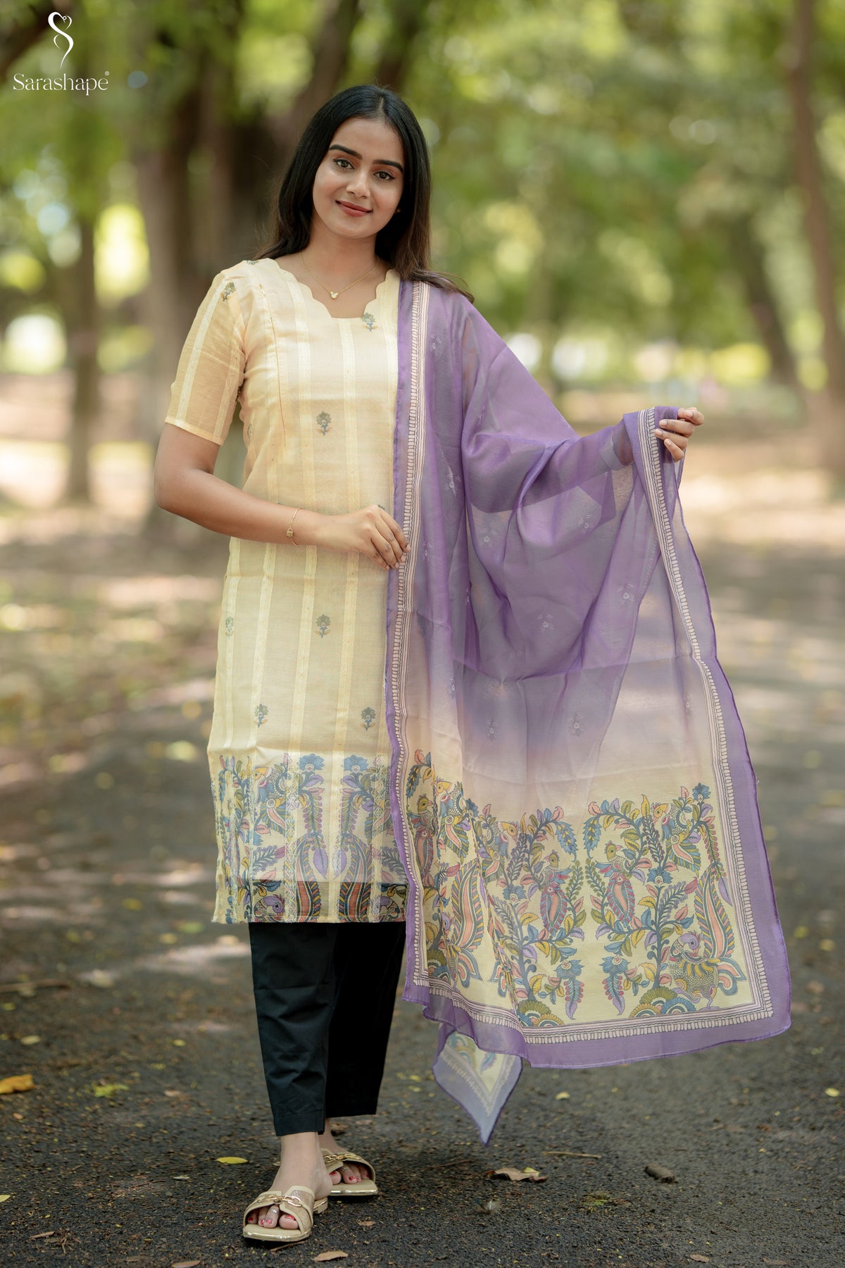 Pavalamalli Linen Feeding Salwar Set ( Top & Dupatta )