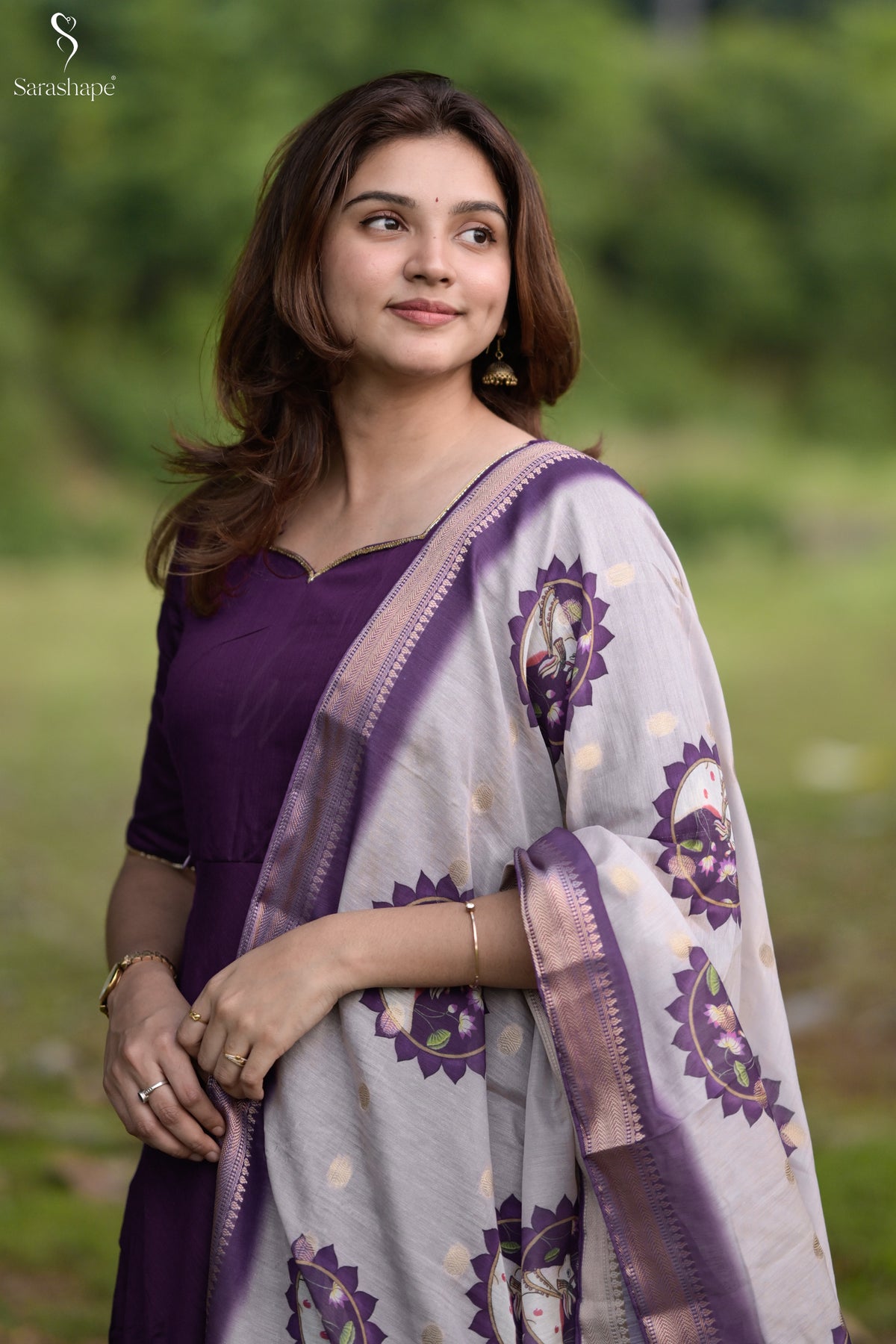 Poomayil Raw Silk Aari Work Feeding Maxi
