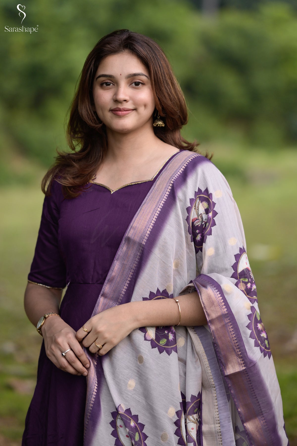 Poomayil Raw Silk Aari Work Feeding Maxi