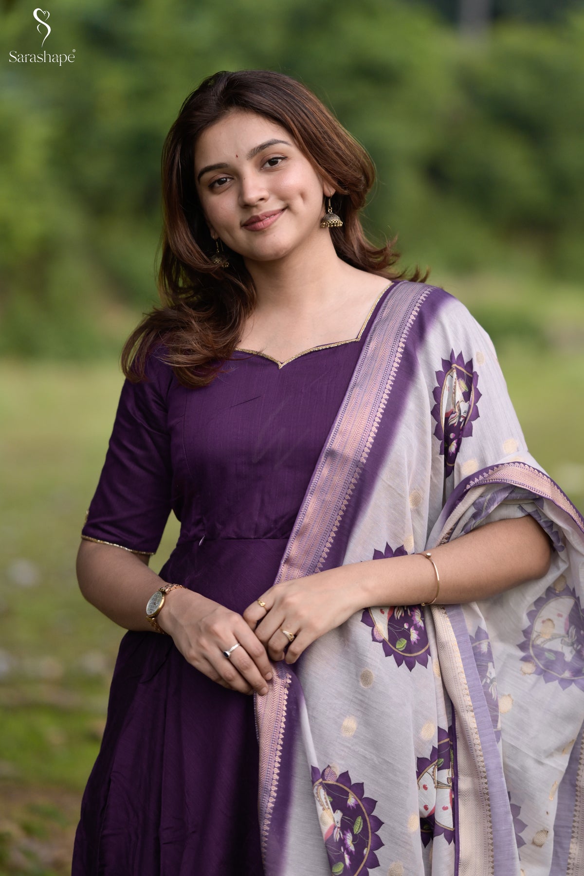 Poomayil Raw Silk Aari Work Feeding Maxi