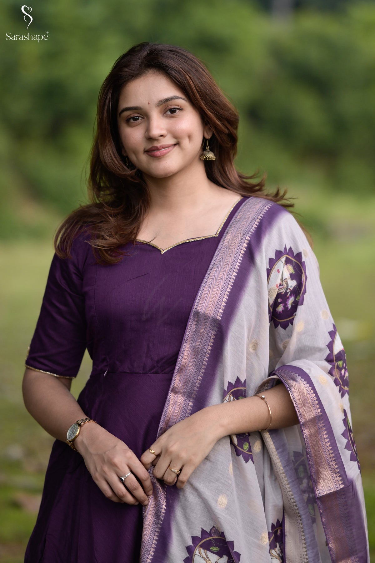 Poomayil Raw Silk Aari Work Feeding Maxi