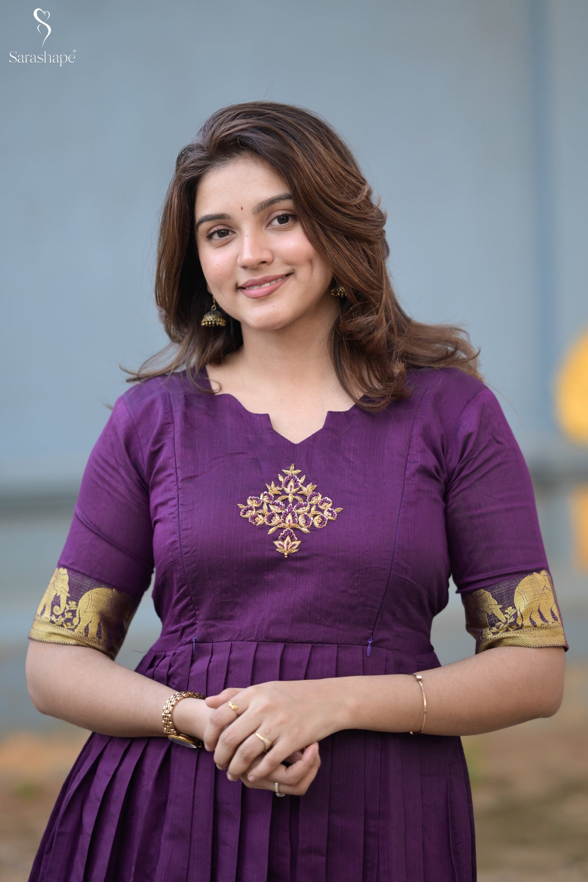 Sangeetha Raw Silk Aari Work Feeding Maxi