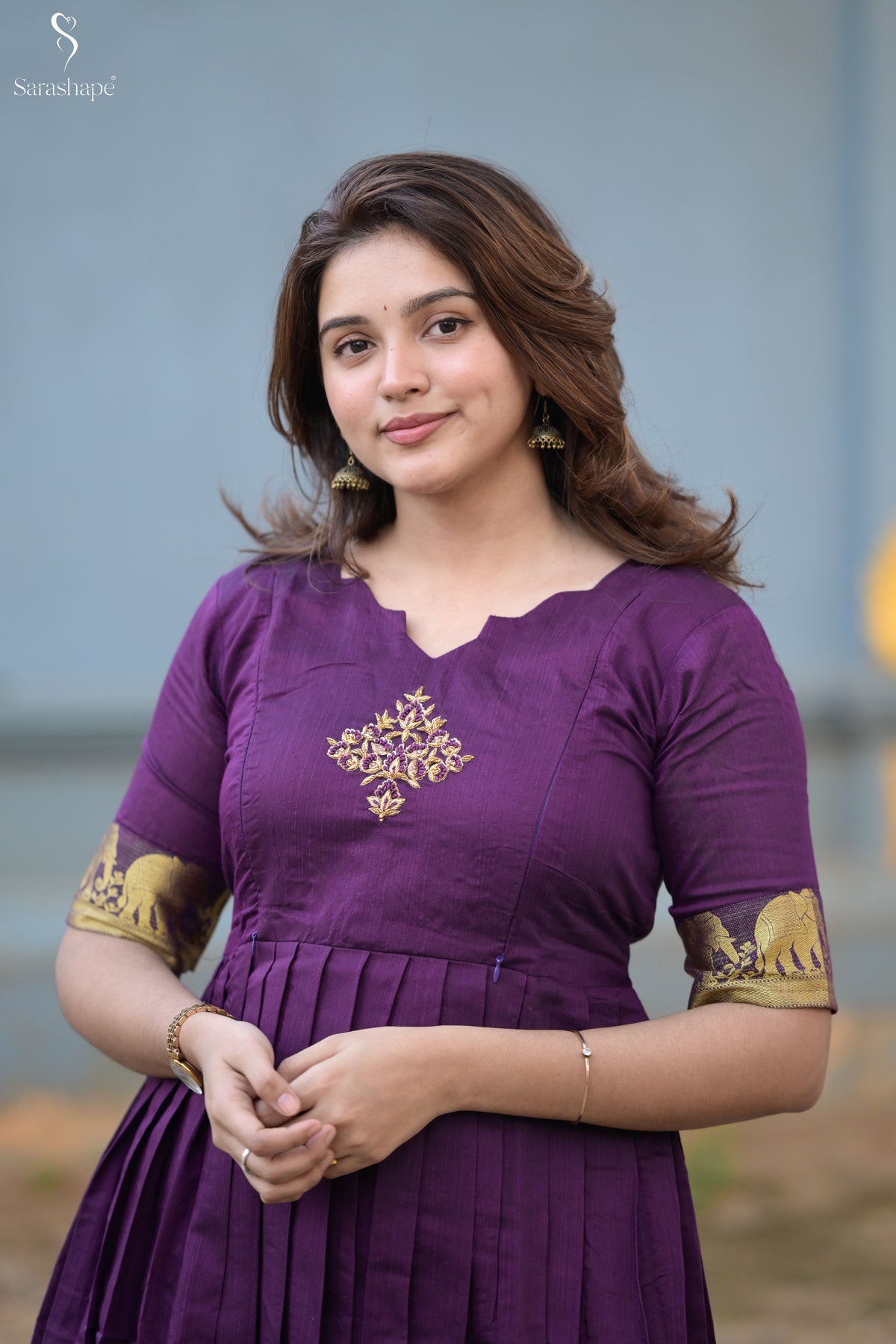 Sangeetha Raw Silk Aari Work Feeding Maxi