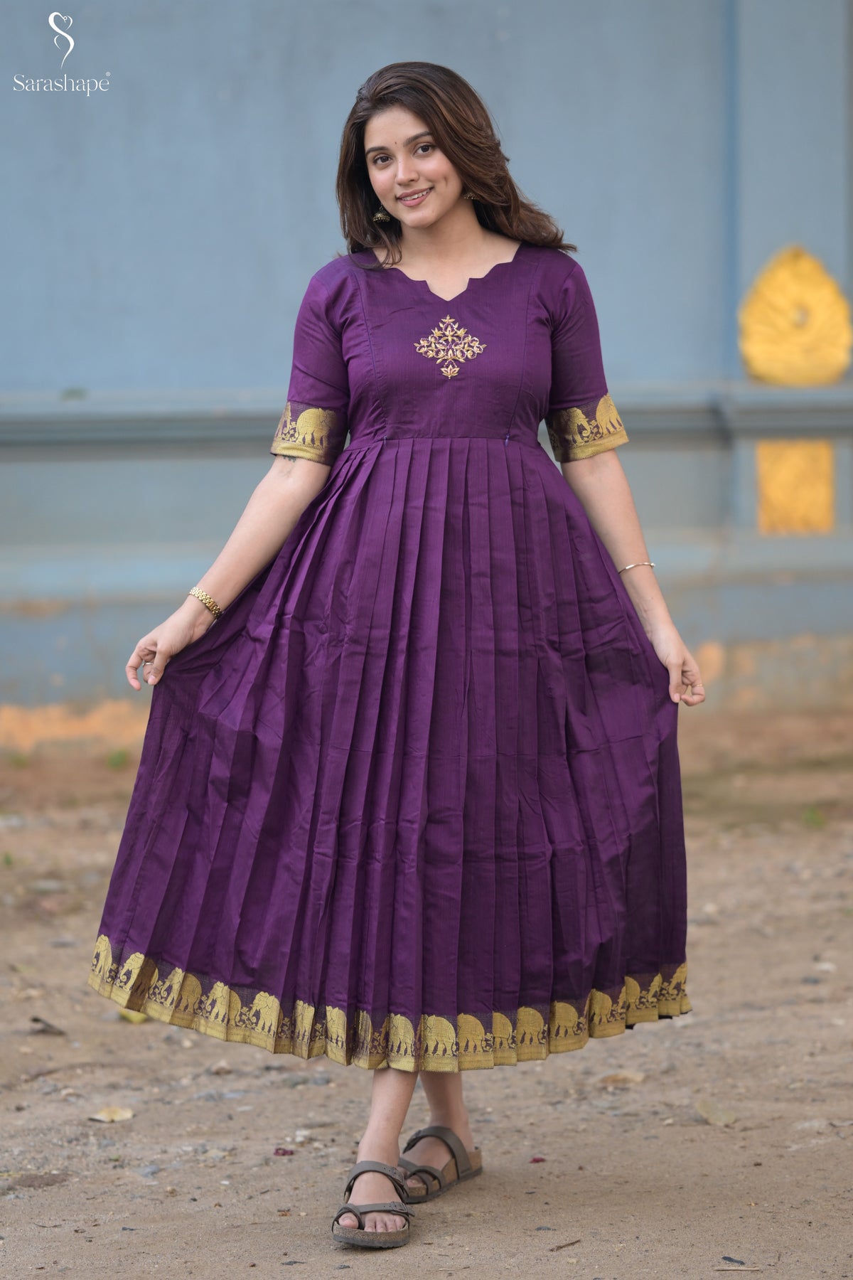 Sangeetha Raw Silk Aari Work Feeding Maxi