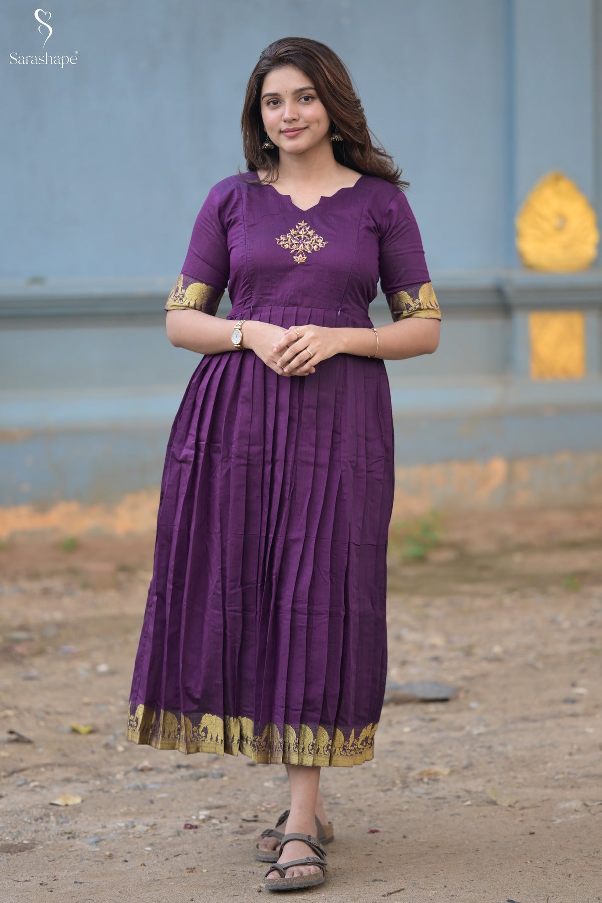 Sangeetha Raw Silk Aari Work Feeding Maxi