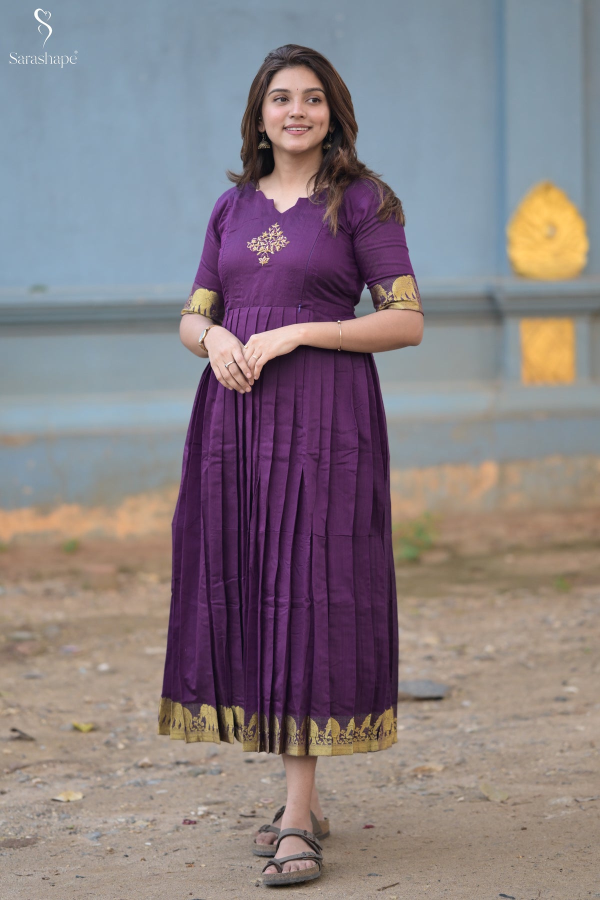 Sangeetha Raw Silk Aari Work Feeding Maxi