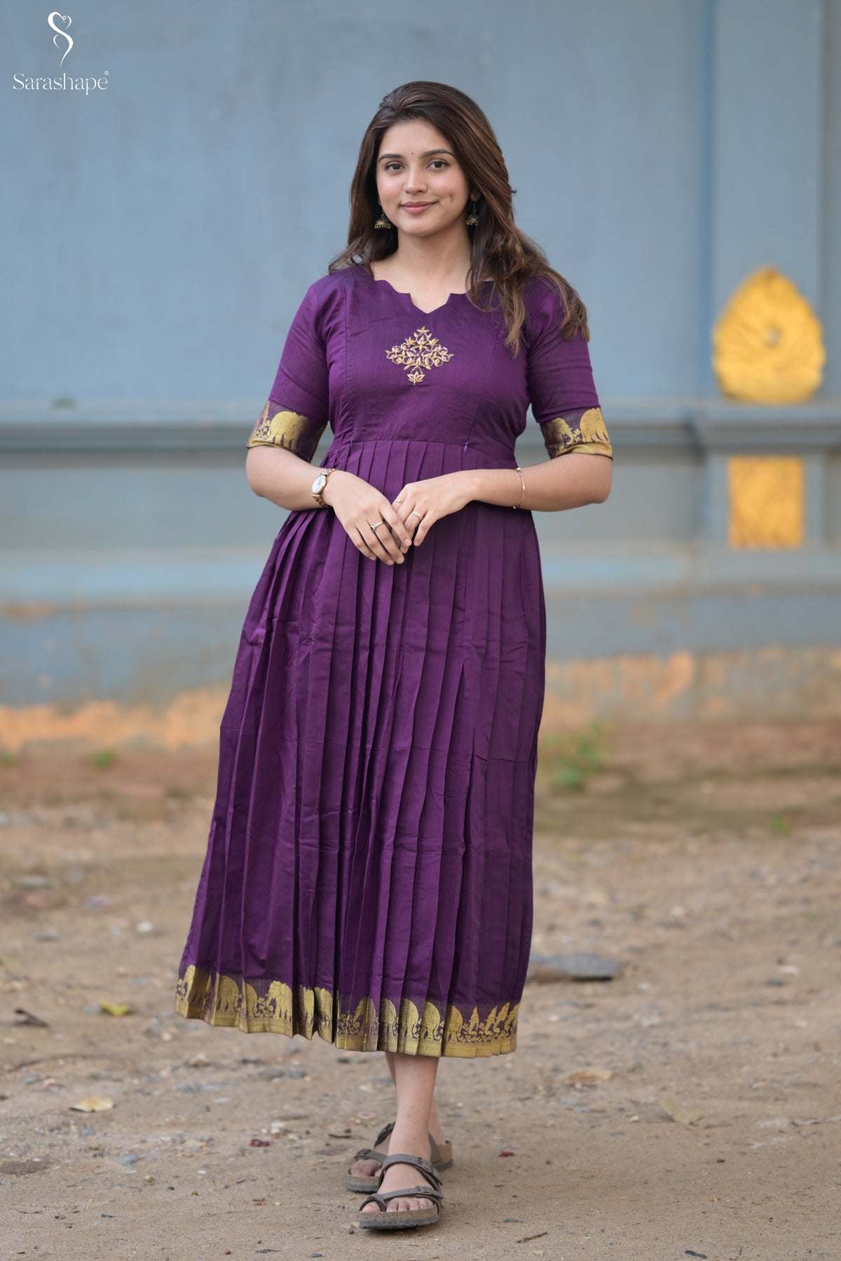 Sangeetha Raw Silk Aari Work Feeding Maxi