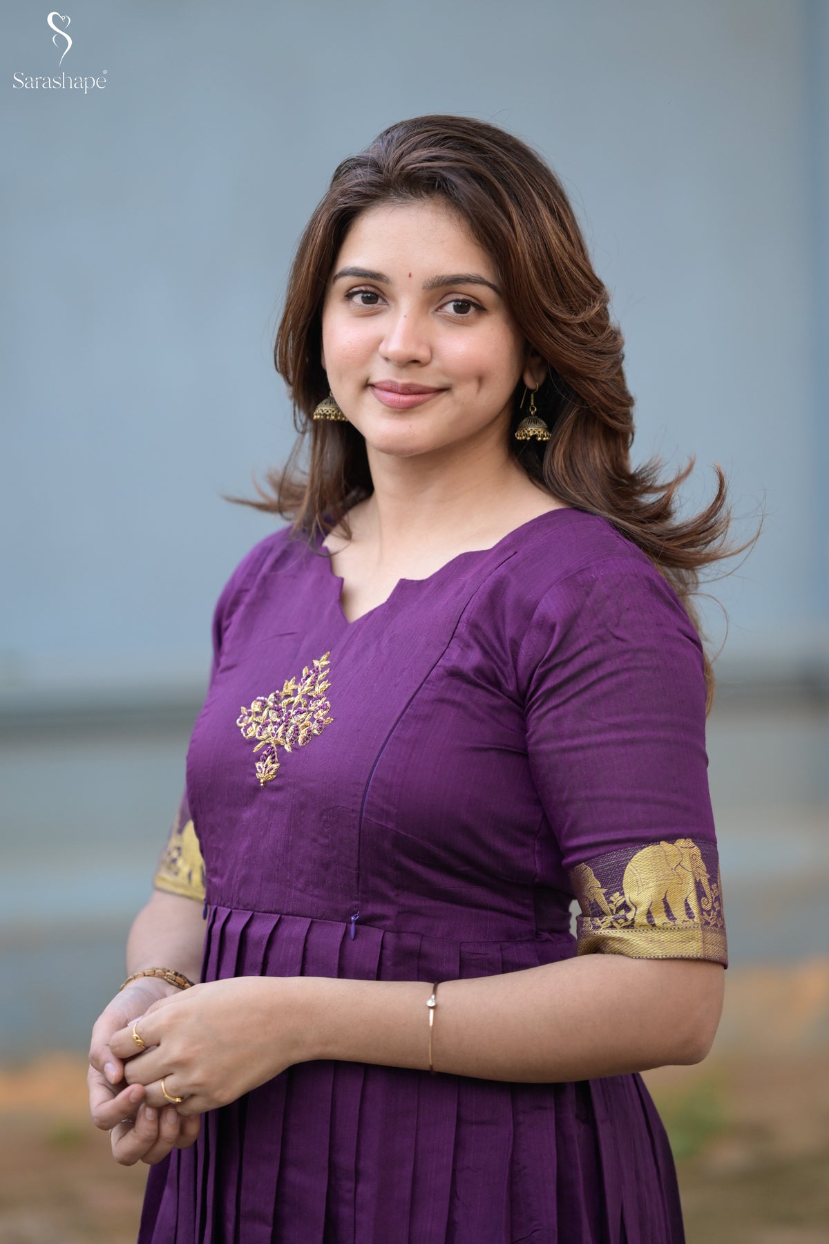 Sangeetha Raw Silk Aari Work Feeding Maxi
