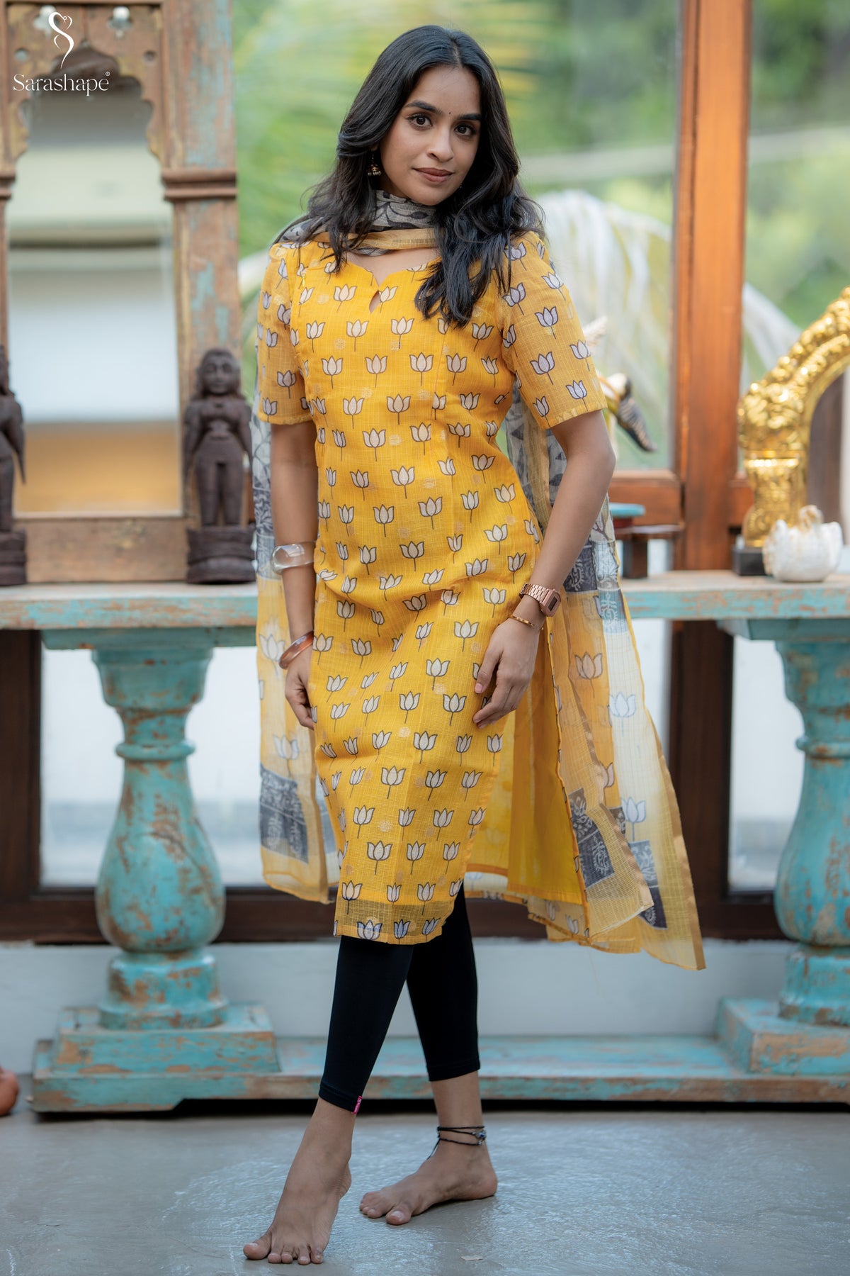 Sudar Kota Cotton Feeding Salwar Set (Top & Dupatta)