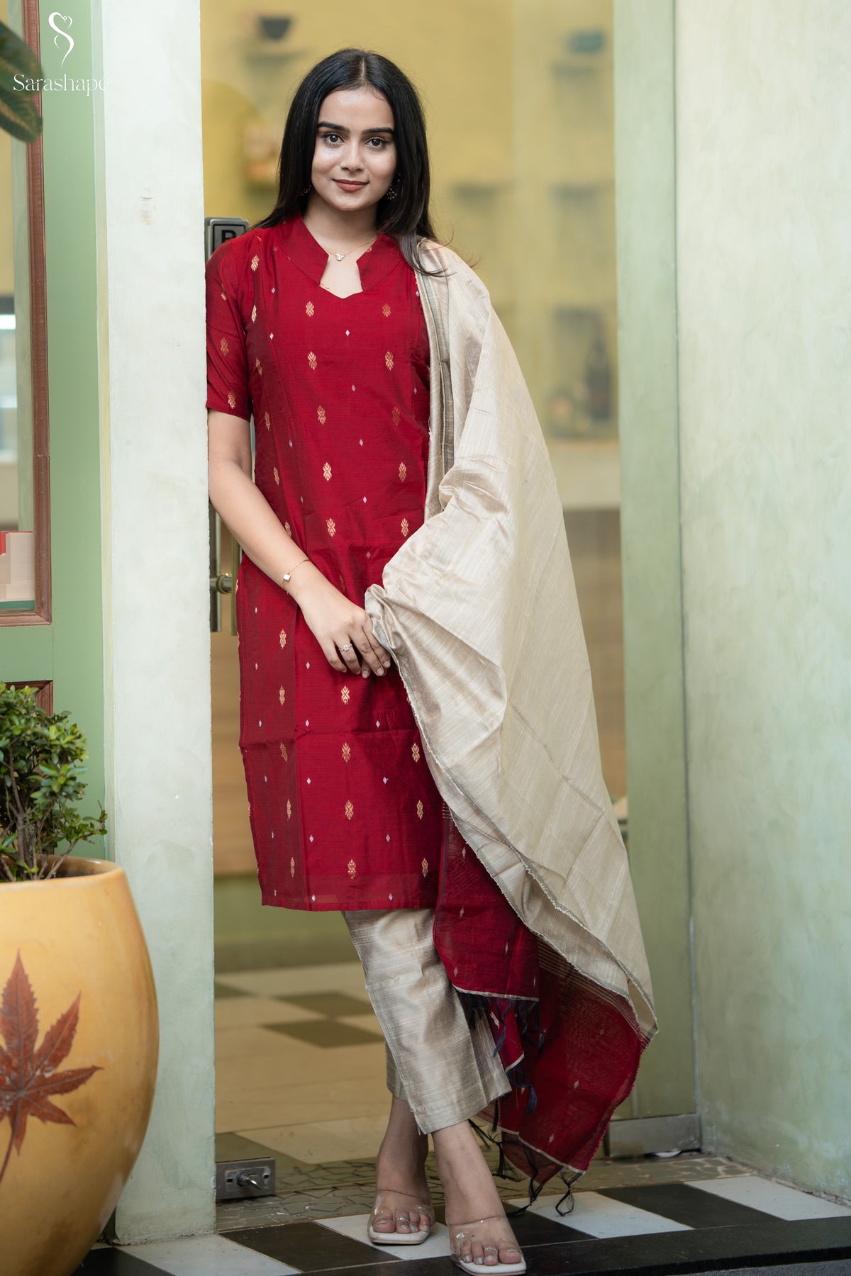 Vinifer Raw Silk Festive Feeding Salwar Set ( Top & Dupatta)