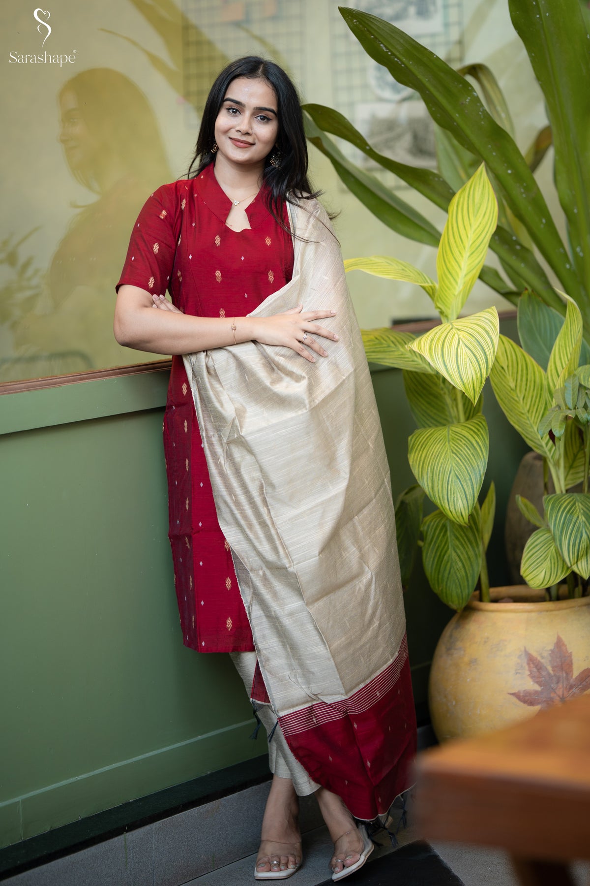 Vinifer Raw Silk Festive Feeding Salwar Set ( Top & Dupatta)