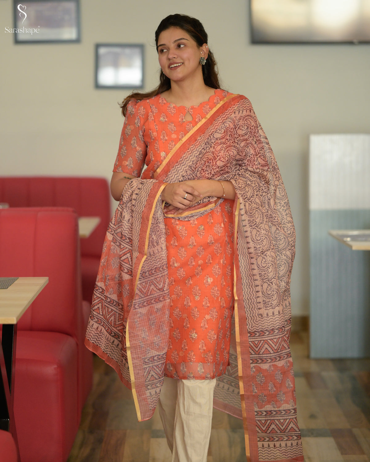 Yaazhmathi Kota Cotton Feeding Salwar Set (Top & Dupatta)
