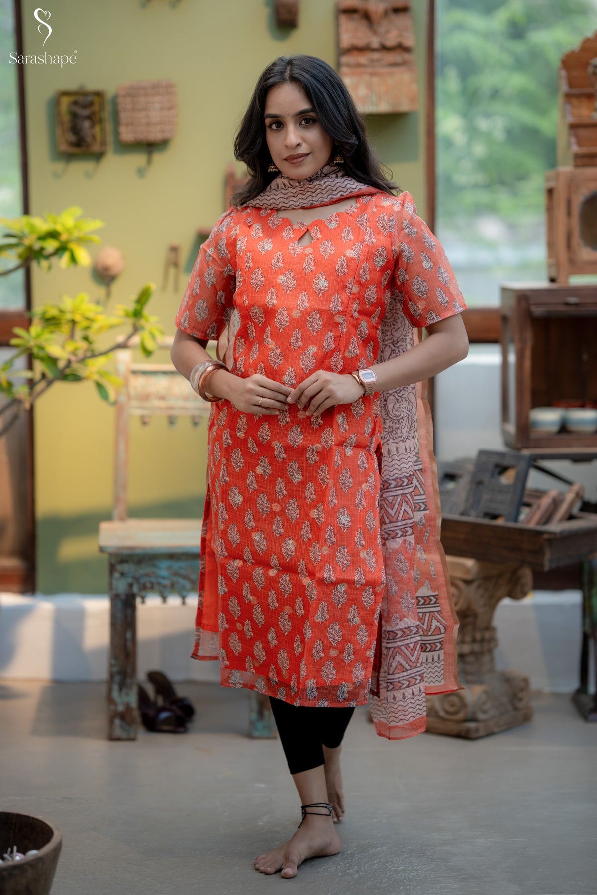 Yaazhmathi Kota Cotton Feeding Salwar Set (Top & Dupatta)
