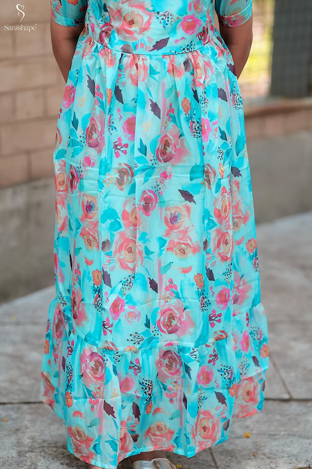 Vennila  georgette dress With Feeding Zip