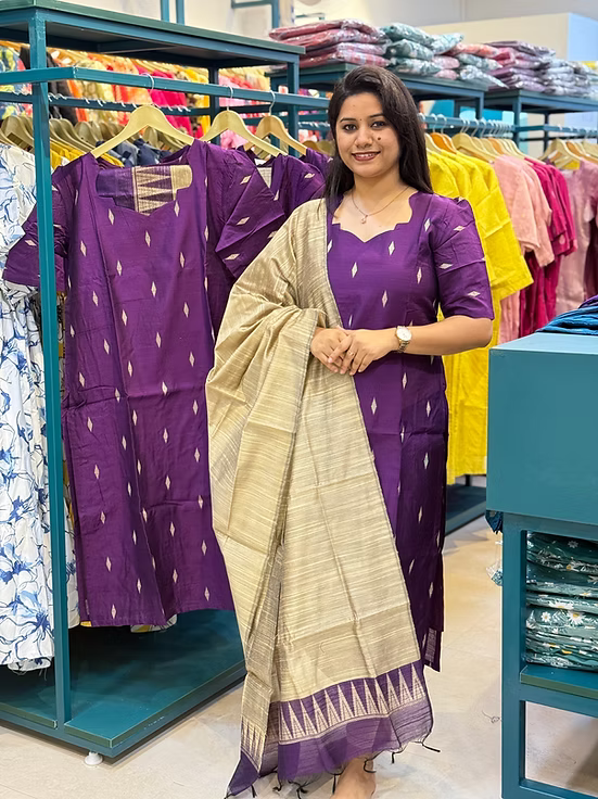 Yuvathika Raw silk Non feeding Salwar set