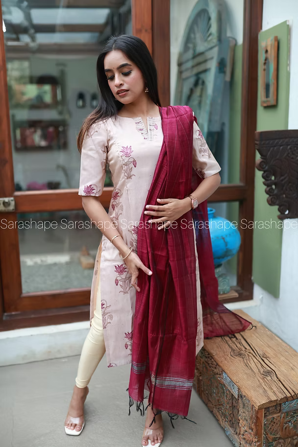 Athirai Silk Butti Non Feeding Salwar Set (Top & Dupatta)