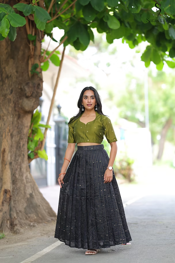 Kathija Raw silk Top and Skirt Non Feeding