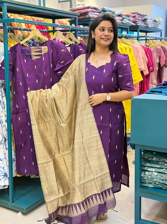 Yuvathika Raw silk Non feeding Salwar set