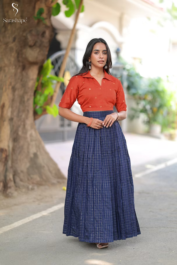 Kanmani Rawsilk Top and Skirt Non Feeding