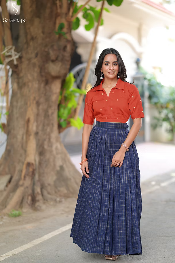 Kanmani Rawsilk Top and Skirt Non Feeding