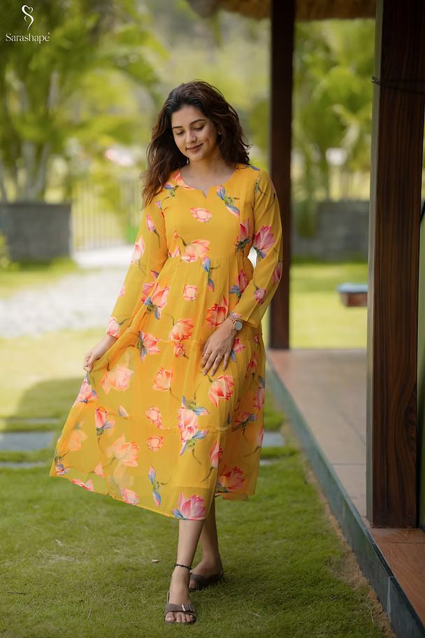 Ravina georgette dress With Feeding Zip