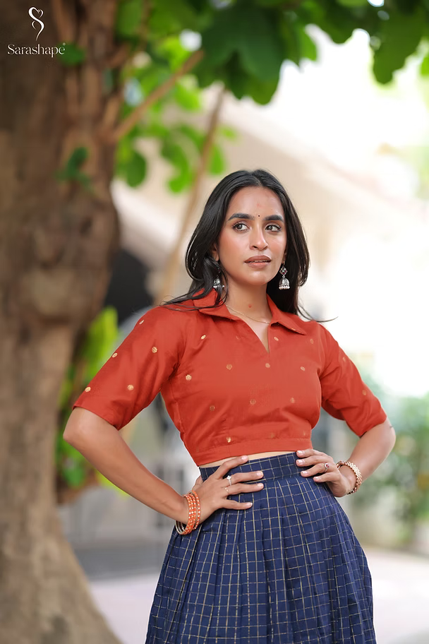 Kanmani Rawsilk Top and Skirt Non Feeding