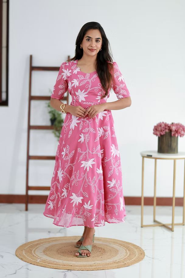 Cherry Blossom Georgette Feeding Maxi