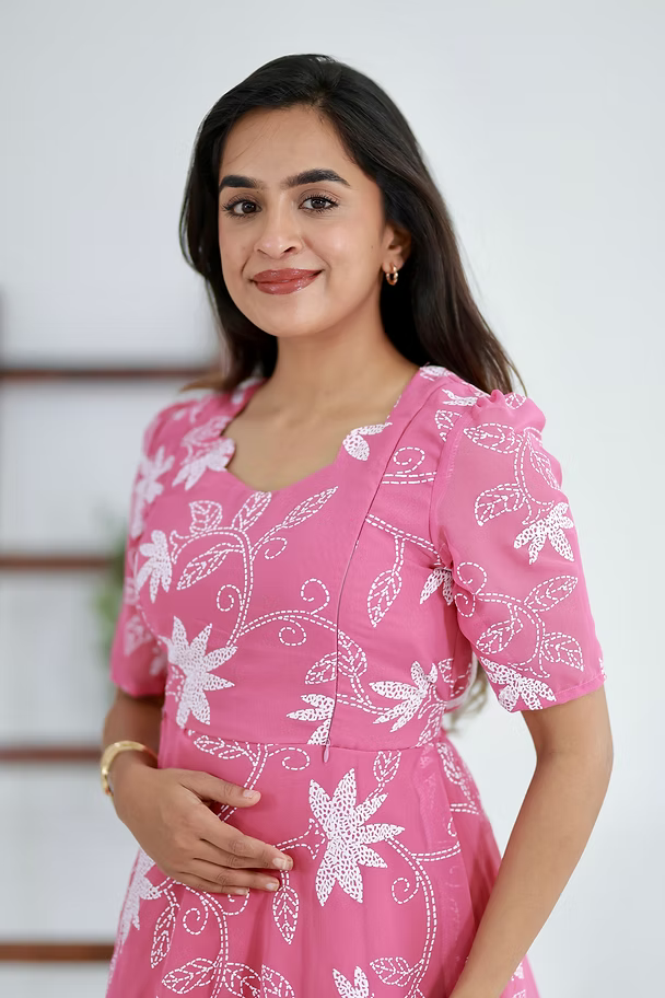 Cherry Blossom Georgette Feeding Maxi