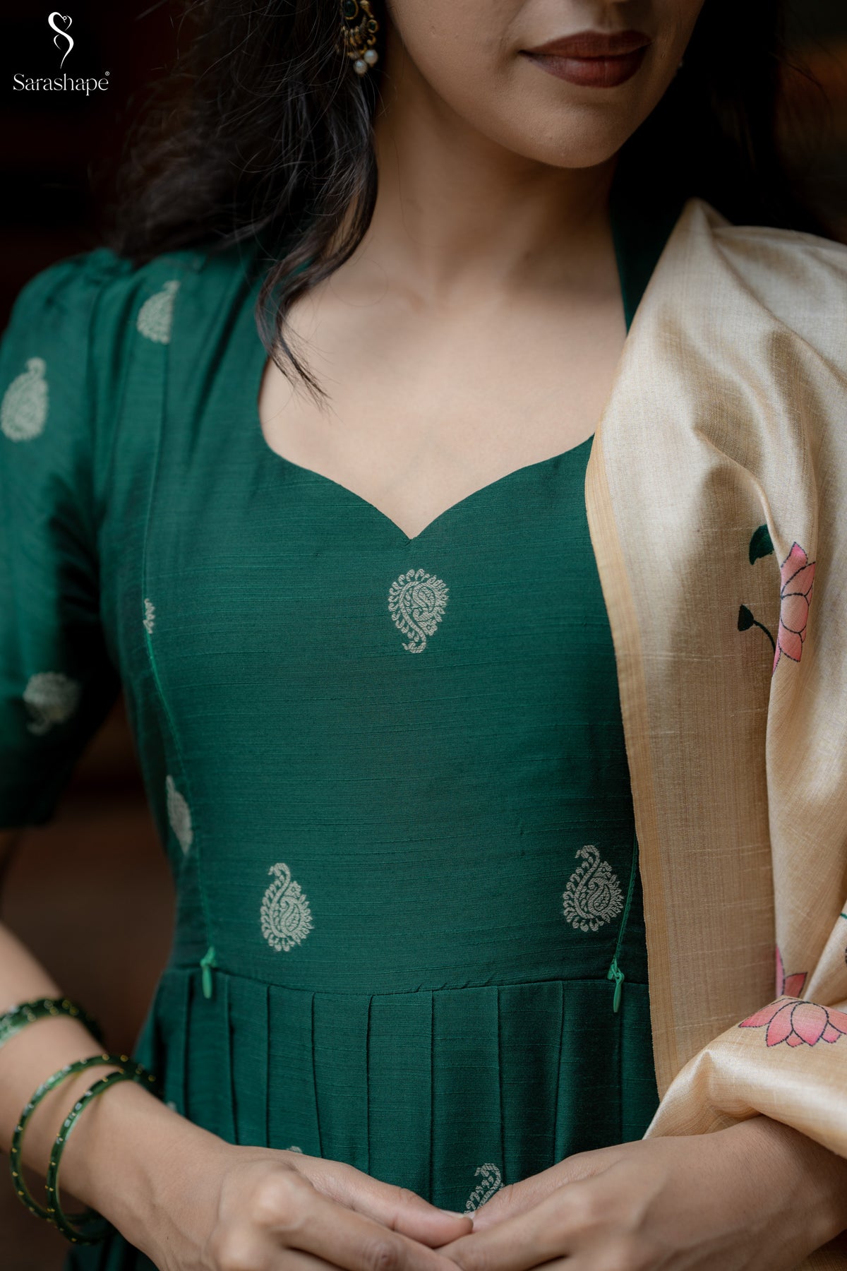 Karkuzhali Raw Silk Festive Feeding Maxi with Dupatta