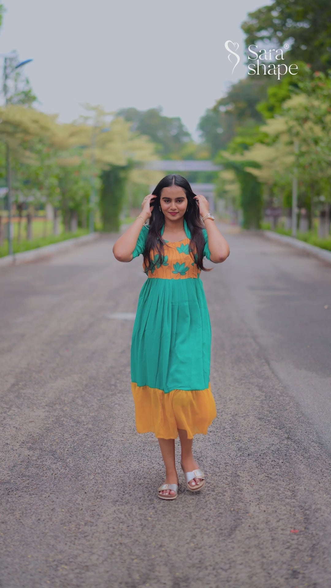 Malligai georgette dress With Feeding Zip